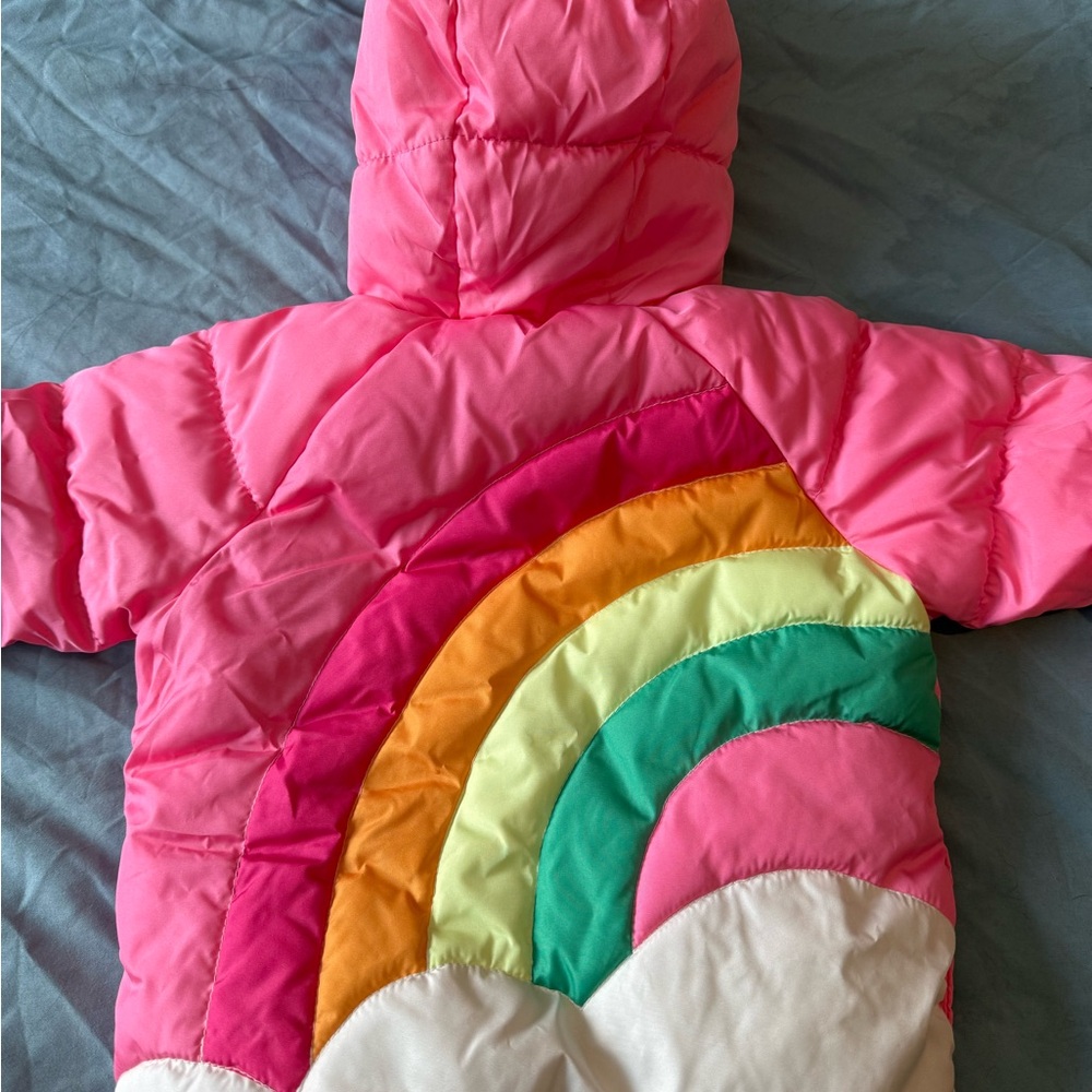 Old Navy Girls Pink Rainbow Puffer Jacket 6-12M NEW